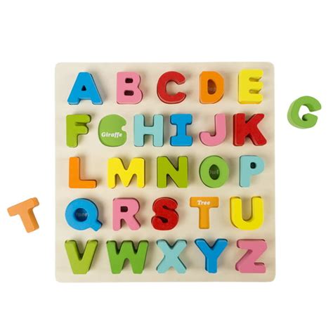 Wooden Alphabet Puzzle Board With Colorful Wood Letters Educational