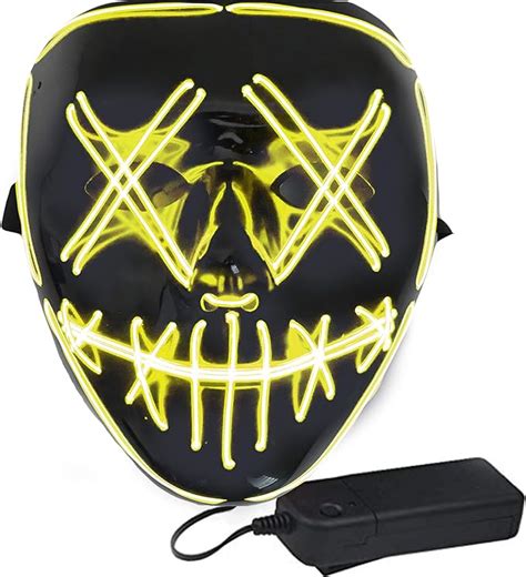Halloween Light Up Led El Wire Stitched Costume Mask For Halloween