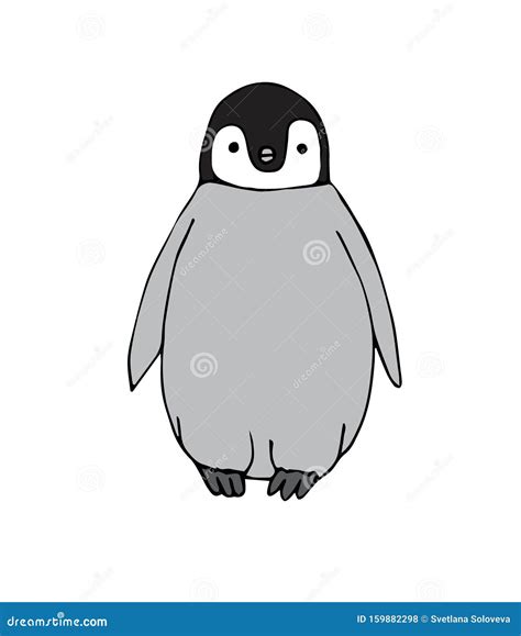 Vector Hand Drawn Doodle Sketch Baby Penguin Stock Illustration