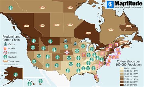 Maptitude Map Us And Canada Coffee Shop Concentration
