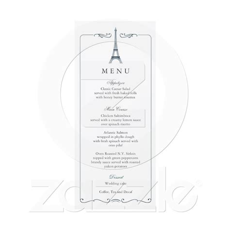 Eiffel Tower Elegant Wedding Menu Card Elegant Wedding