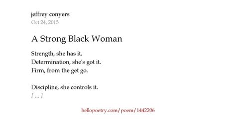 A Strong Black Woman By Jeffrey Conyers Hello Poetry
