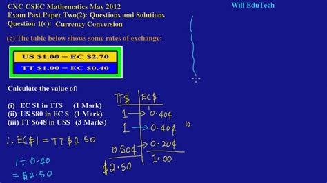 This paper consists of four sections: CSEC CXC Maths Past Paper 2 Question 1c May 2012 Exam ...