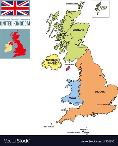 Political Map United Kingdom With Regions Vector Image