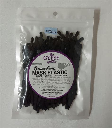 60 Count Drawstring Mask Elastic Black Latex Free Adjustable Fit