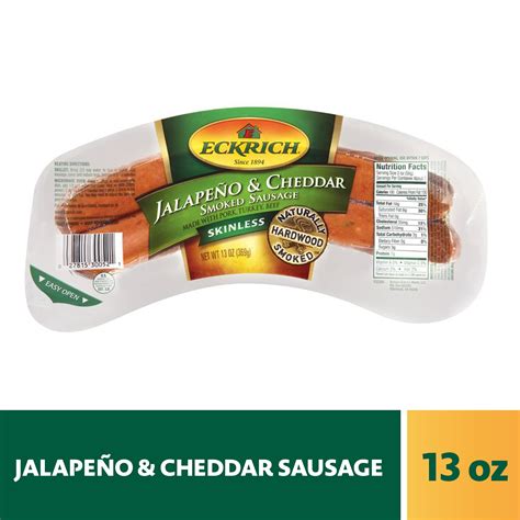 Eckrich Skinless Jalapeno And Cheddar Smoked Sausage 13 Oz