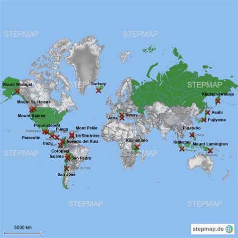 Neue vulkanische aktivitäten und warnungen. StepMap - Vulkane - Landkarte für Europa