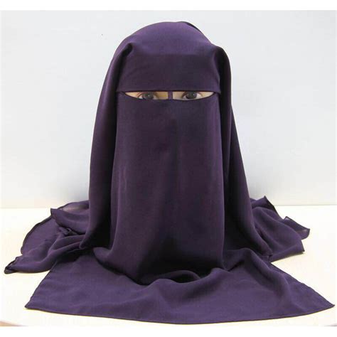 Muslim Bandana Scarf Islamic 3 Layers Niqab Burqa Black Face Cover