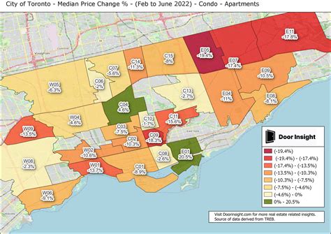 Map View Of Toronto Condo Price Changes Feb To June R