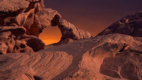 Formations Of Eroded Sandstone And Sand Dunes In Valley Of Fire State