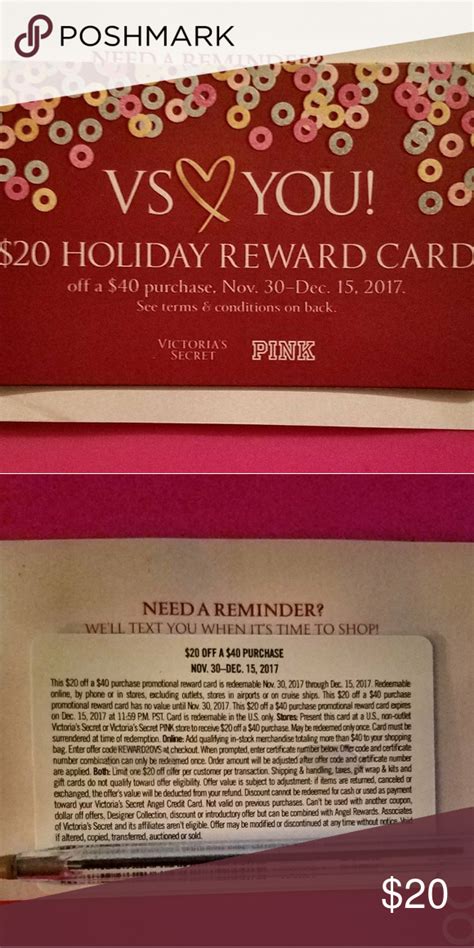 The second tier is the victoria silver card. Victoria Secret Holiday Reward Card $20 off $40 Purchase... Can be Used Twice!!! Online & In ...