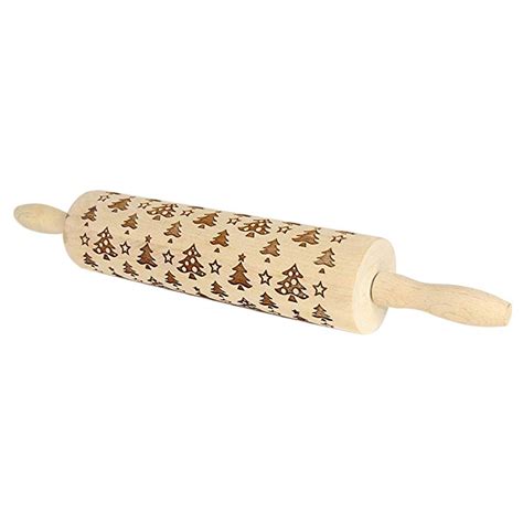 Christmas Reindeer Engraved Embossing Rolling Pin For Cookies Dough