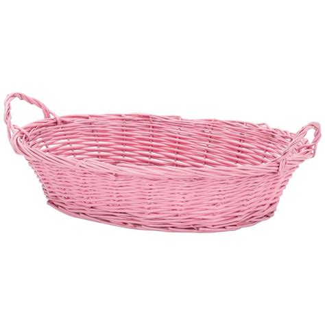 Hand Crafted And Painted Pink Wicker Basket Positive Promotions