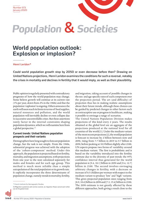 World Population Outlook Explosion Or Implosion Cairn International