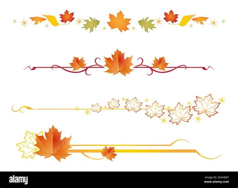 A Set Of Autumn Leaves Themed Divider Lines Stock Vector Image And Art