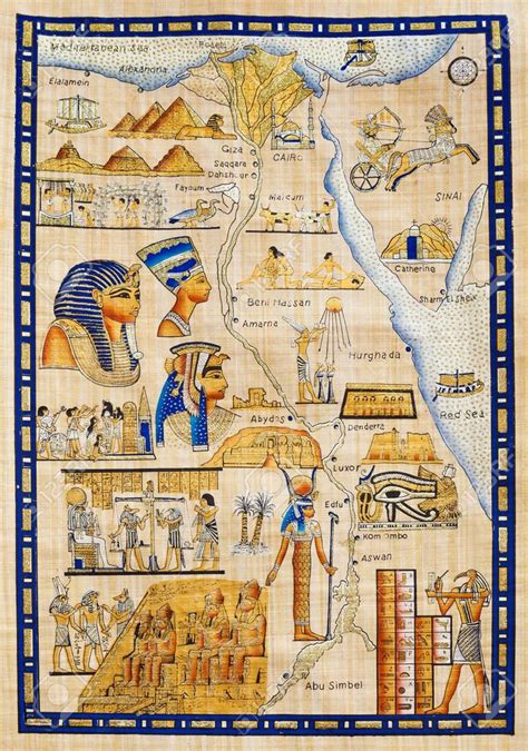 An Egyptian Map With Ancient Egypt And Other Things To See On The Wall