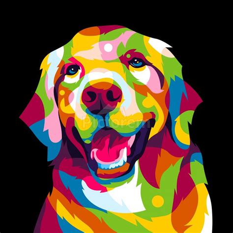 The Colorful Golden Retriever Dog Pop Art Portrait Wpaprint