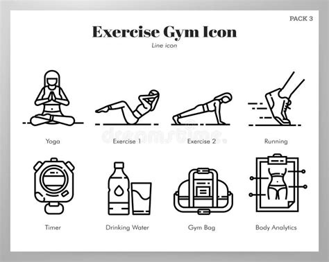 Exercise Gym Icons Line Pack Stock Vector Illustration Of Beverage