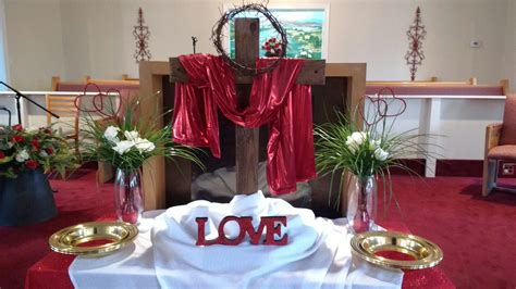 Red Church Altarscape For Valentines Day Church Altar Decorations