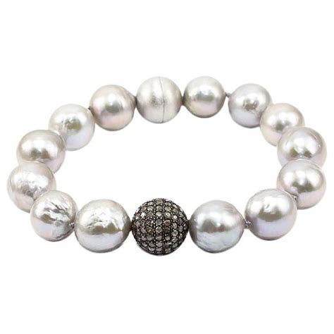 Ice Diamonds Pave Pearls And Silver Clasp For Sale At 1stdibs