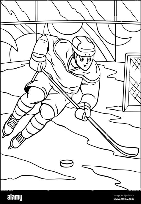 Ice Hockey Coloring Page For Kids Stock Vector Image And Art Alamy