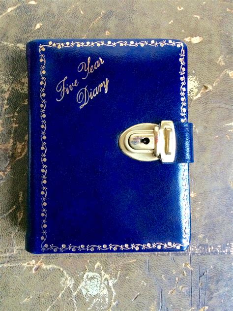 Pepys Of London Polished Antique Leather 5 Year Diary In Blue