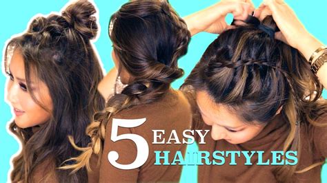 5 Lazy Easy Hairstyles Cute Summer Braids Youtube
