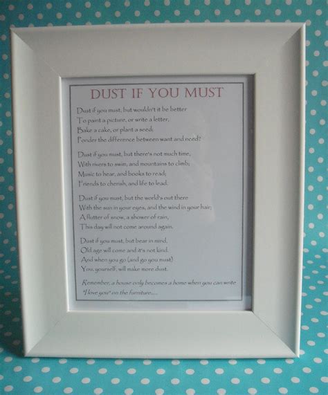 Dust If You Must Poem Printable
