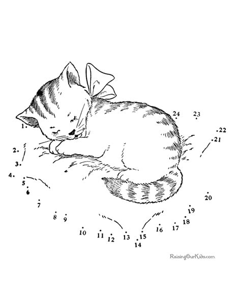 Sleeping Cat Dot To Dot Worksheets Coloring Home