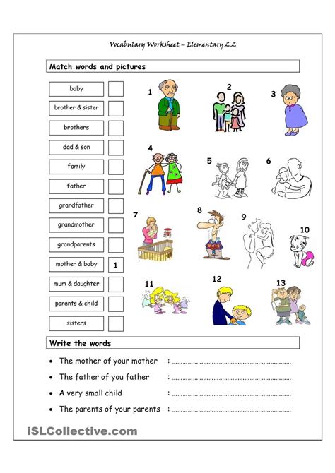 Vocabulary Worksheet For Students