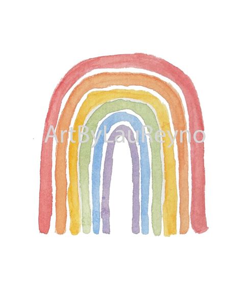 Bright Rainbow Watercolor Printable Digital Download Etsy