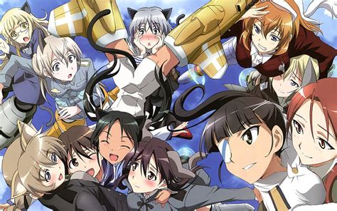 1080p Free Download Strike Witches Fly Anime Anime Girls Cat Ears