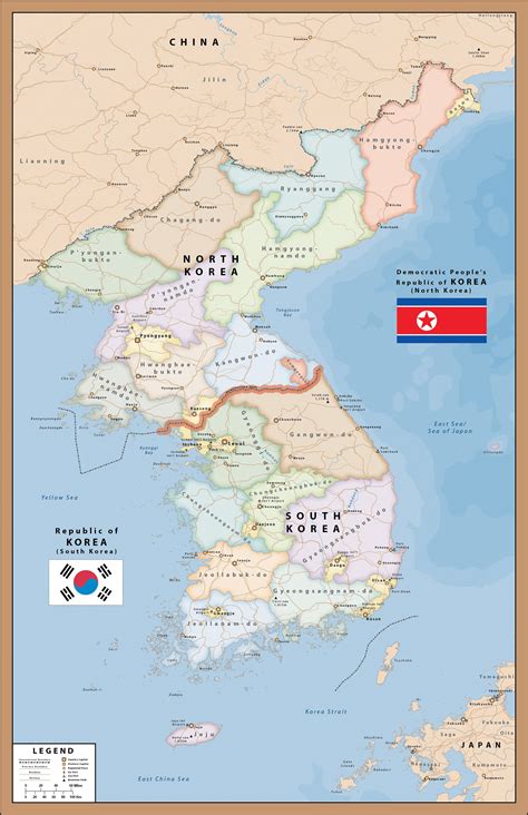 Map North And South Korea Political Map Of North Korea Brilnt