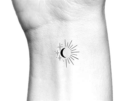 Sun Moon Stars Temporary Tattoo Etsy Uk