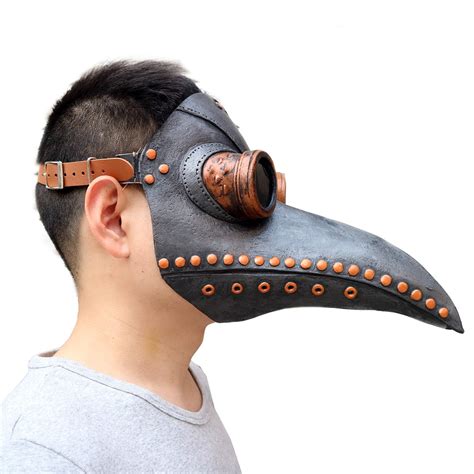 Medieval Steampunk Plague Doctor Mask With Birdlike Beak Tan Brown
