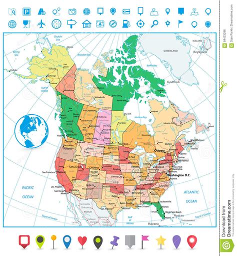 Usa And Canada Large Detailed Political Map With Roads And Navigation