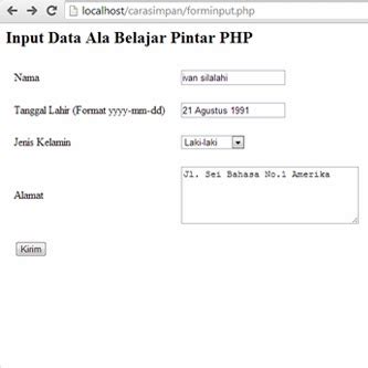 Source Code PHP cara simpan atau Insert data dari Form ke Tabel MySQL