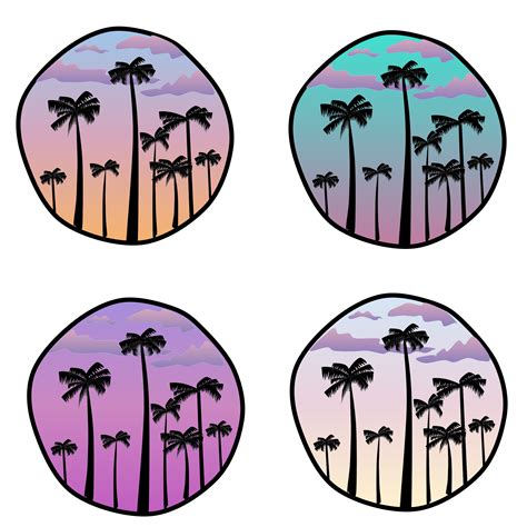 Sunset With Palm Trees Sticker For Sale By Arexus Palm Tree Sticker