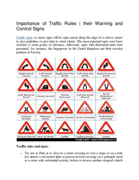 Importance Of Traffic Rules Their Warning And Control Signs