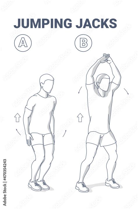 Jumping Jacks Exercise For Fitness Junkie Man Star Jumps Jacked Male