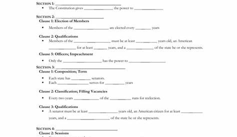 the legislative branch worksheets answers