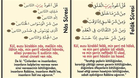 Nas Felak Suresi Türkçe Arapça Okunuşu ve Anlamı Nas Felak Duası