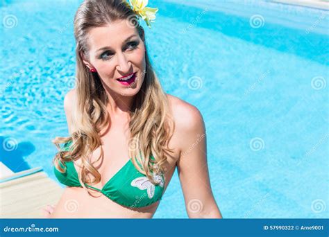 Woman Relaxing At Swimming Pool In Summer Stock Photo Image Of Swimming Tanning
