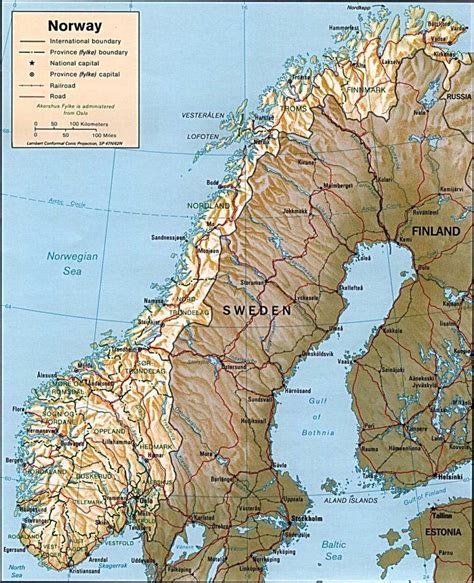 Norway Mountains Map Map Of Norway Mountains Northern Europe Europe