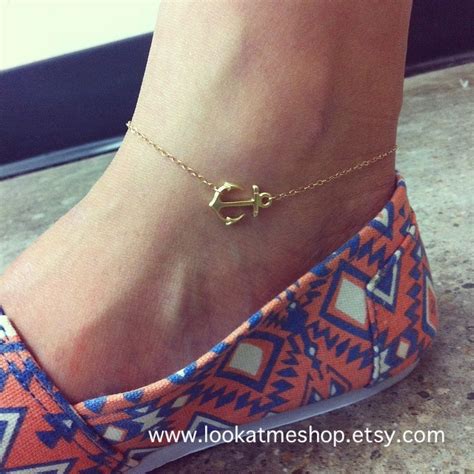 Sideways Anchor Anklet 14k Gold Filled Chain Delicate And Cute By
