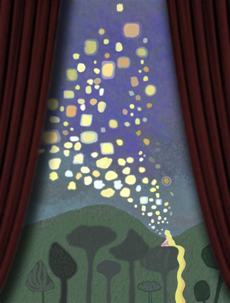 Rapunzel Floating Lights Painting Print On Canvas Tangled Tangled