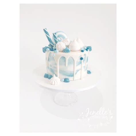 Blue Buttercream Drip Cake By Jenelles Custom Cakes Drippy Cakes Blue Drip Cake Drip Cakes