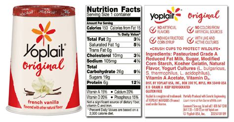 Please read through the nutrition label carefully for a snapshot of yogurt, vanilla, low fat, 11. Global Health: Sugar Consumption