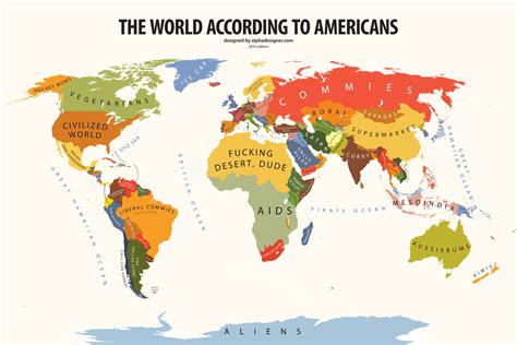 World Map According To Americans US States Map