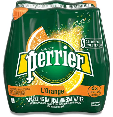 Orange Flavor | Perrier® Carbonated Mineral Water | Natural mineral water, Mineral water ...